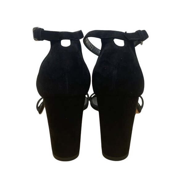 Stuart Weitzman Women’s Black Suede Ankle Strap Block Heel Sandals Size 9.5M - Picture 5 of 11